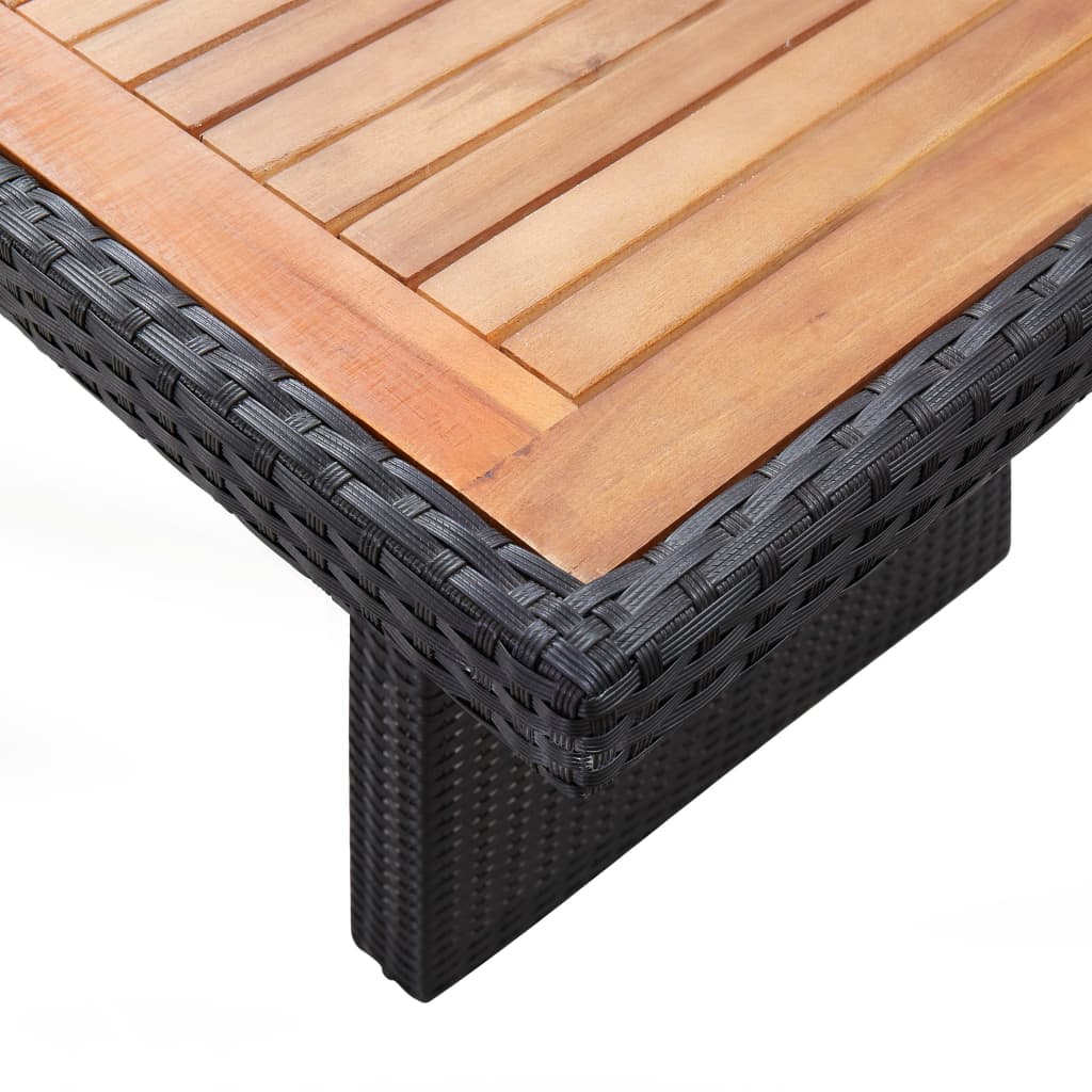 vidaXL 11-dielna vonkajšia jedálenská súprava čierna polyratan a akáciové drevo