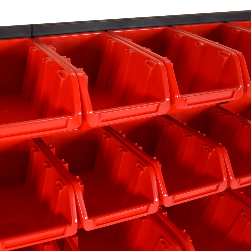 vidaXL 35-dielna súprava políc do dielne červená a čierna 77x39cm PP