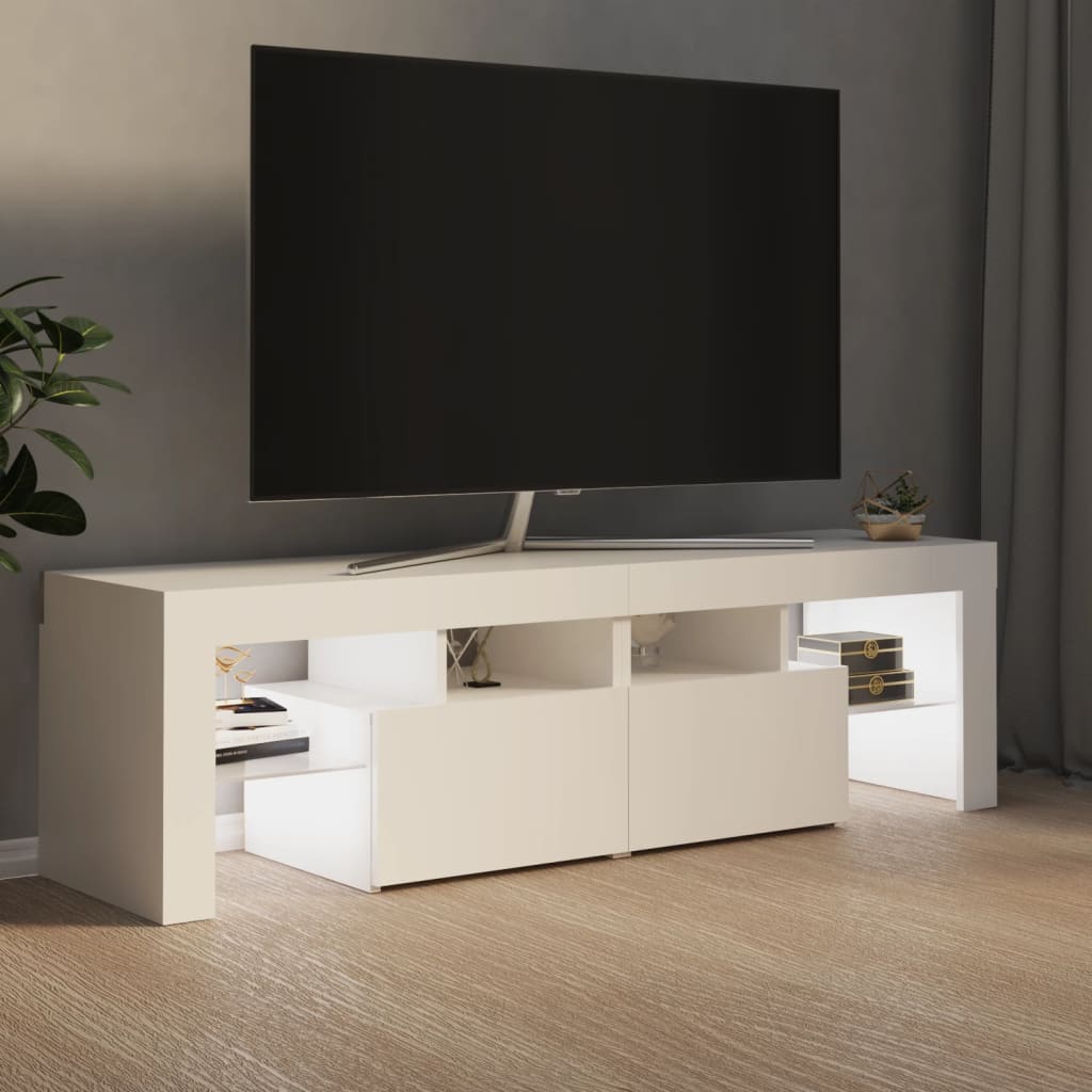 vidaXL TV skrinka s LED svetlami, biela 140x36,5x40 cm