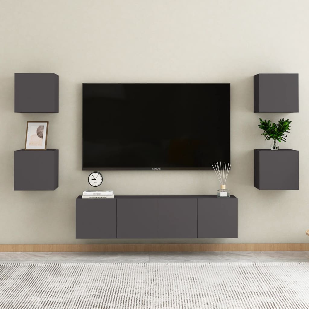 vidaXL Nástenné TV skrinky 2 ks sivé 30,5x30x30 cm
