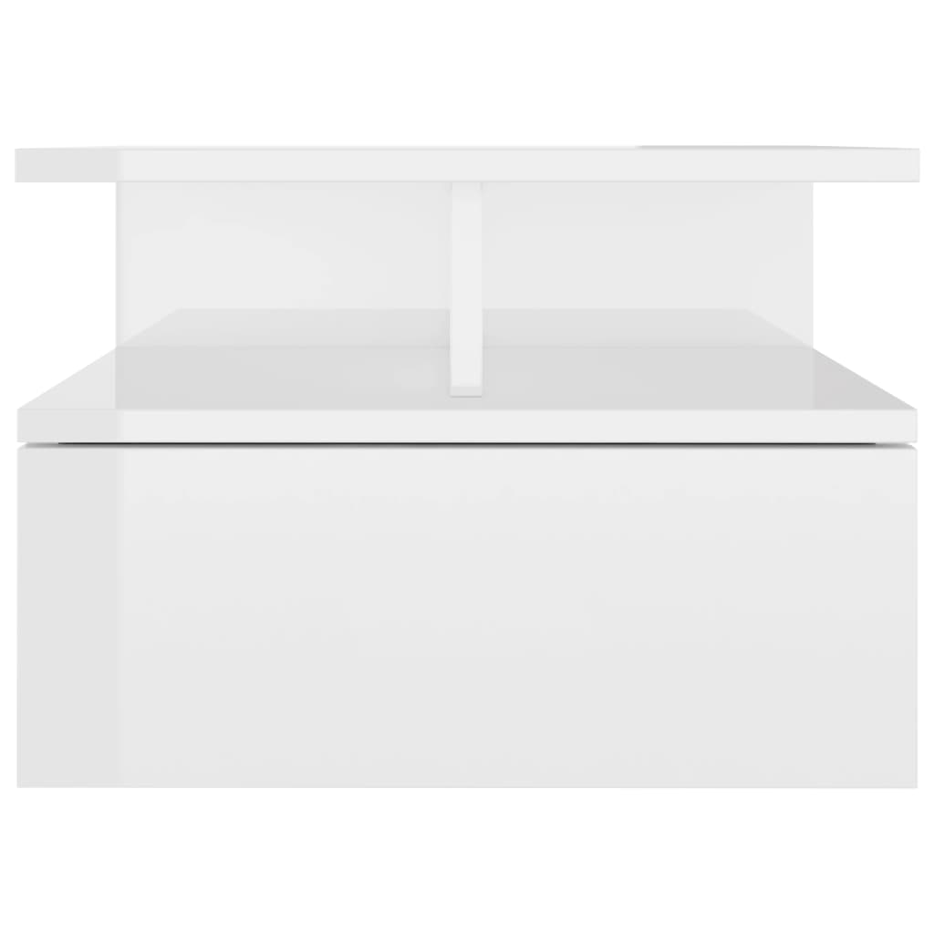 vidaXL Nástenné nočné stolíky 2 ks, lesklé biele 40x31x27 cm