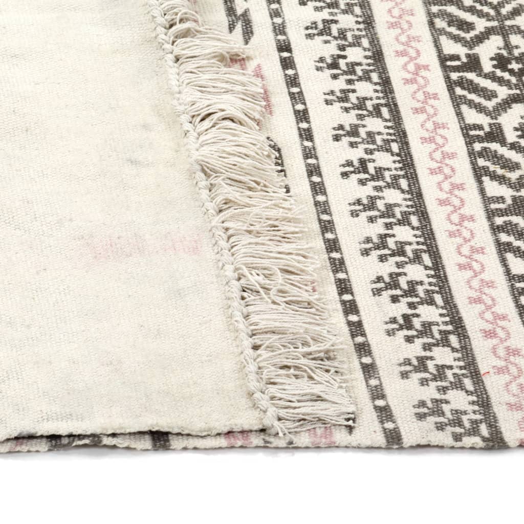 vidaXL Kilim koberec sivý/ružový 120x180 cm bavlnený vzorovaný