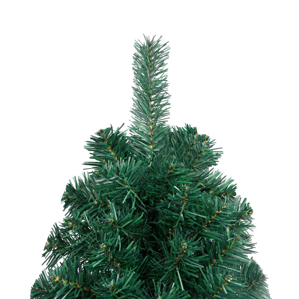 vidaXL Umelý polovičný vianočný stromček s LED a podstavcom zelený 150 cm PVC