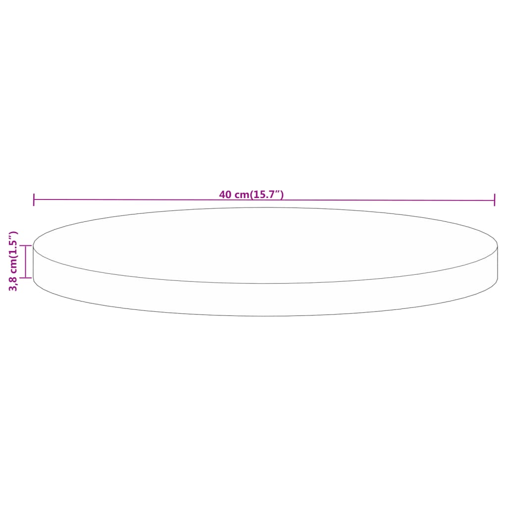 vidaXL Stolová doska Ø 40x3,8 cm okrúhla masívny surový mangovník