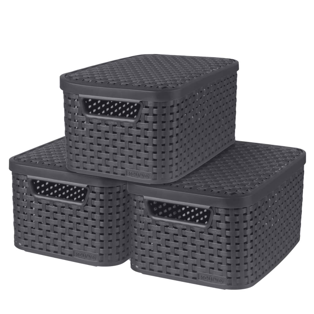 Curver Style Úložné boxy s poklopmi 3 ks veľkosť S 6 l antracitové