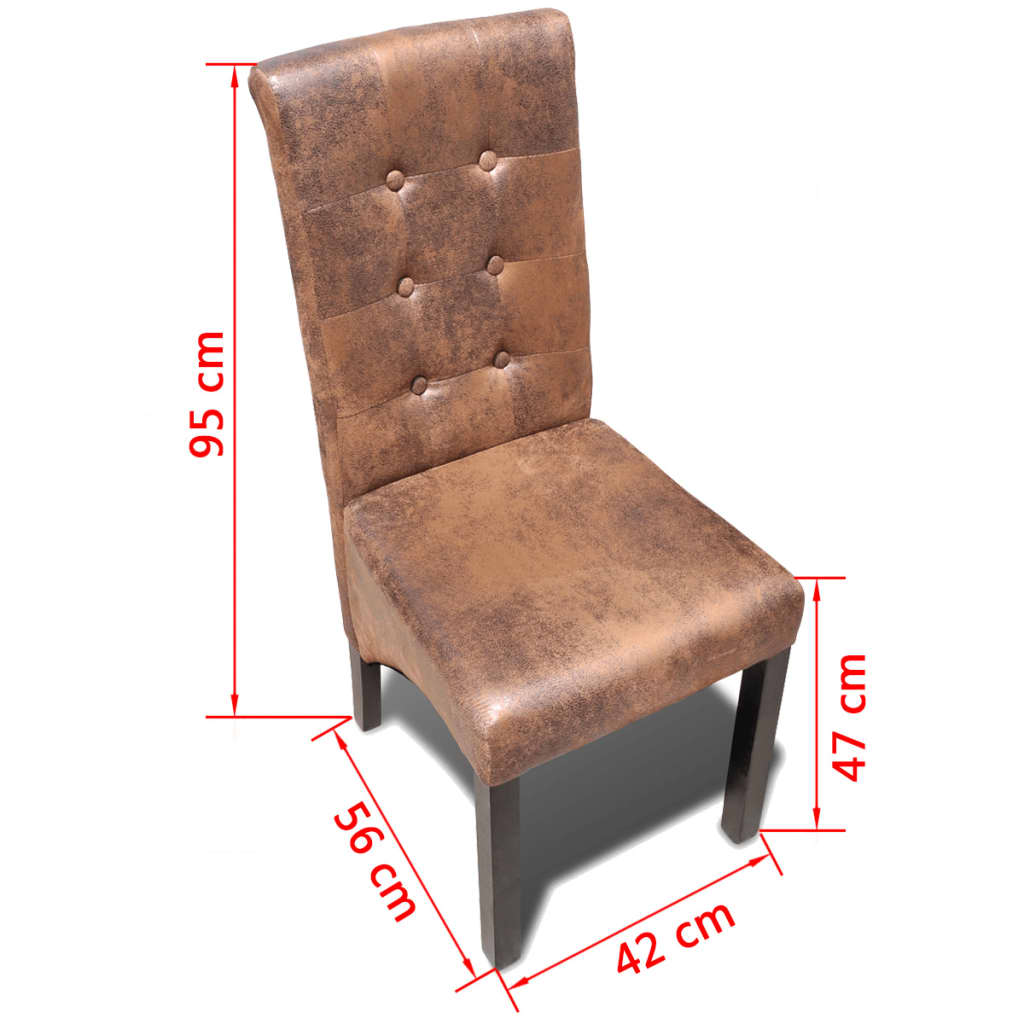 vidaXL Jedálenské stoličky 2 ks, hnedé, umelá koža