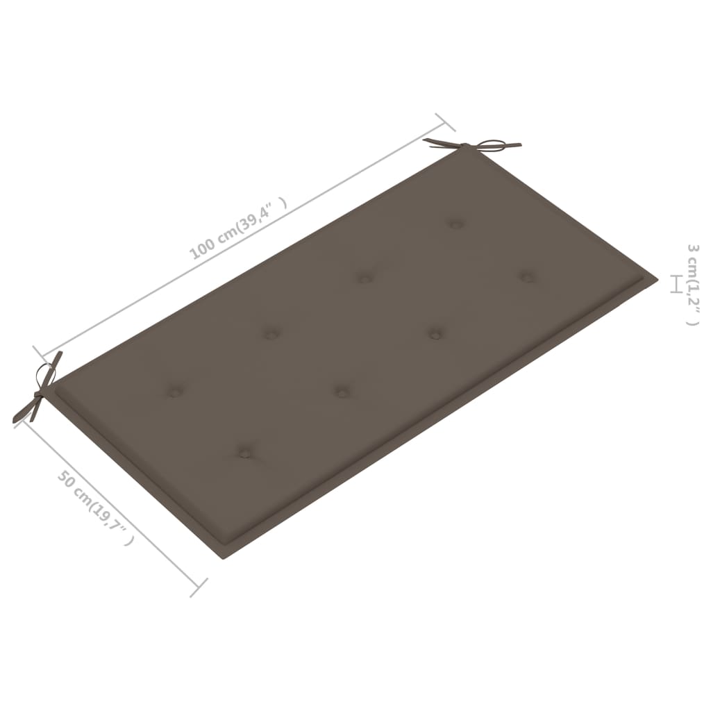 vidaXL Záhradná lavička a sivohnedá podložka 112 cm teakový masív