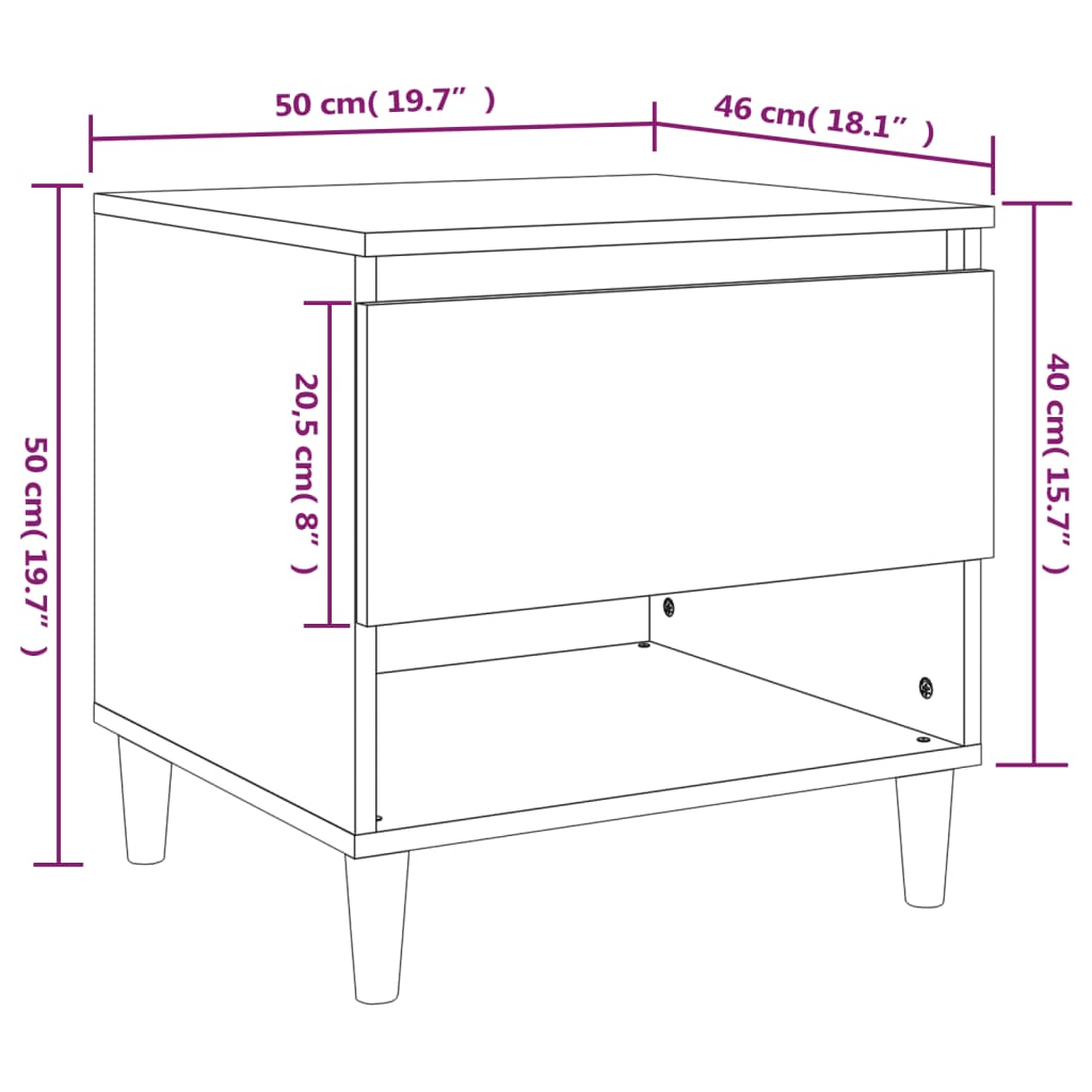 vidaXL Nočný stolík hnedý dub 50x46x50 cm spracované drevo