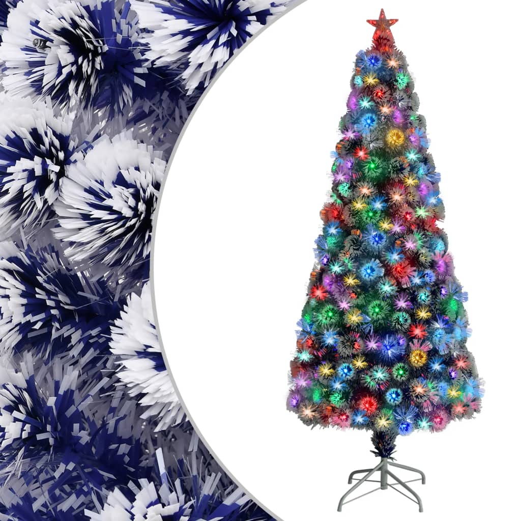 vidaXL Osvetlený vianočný stromček, bielo modrý 180 cm, optické vlákno