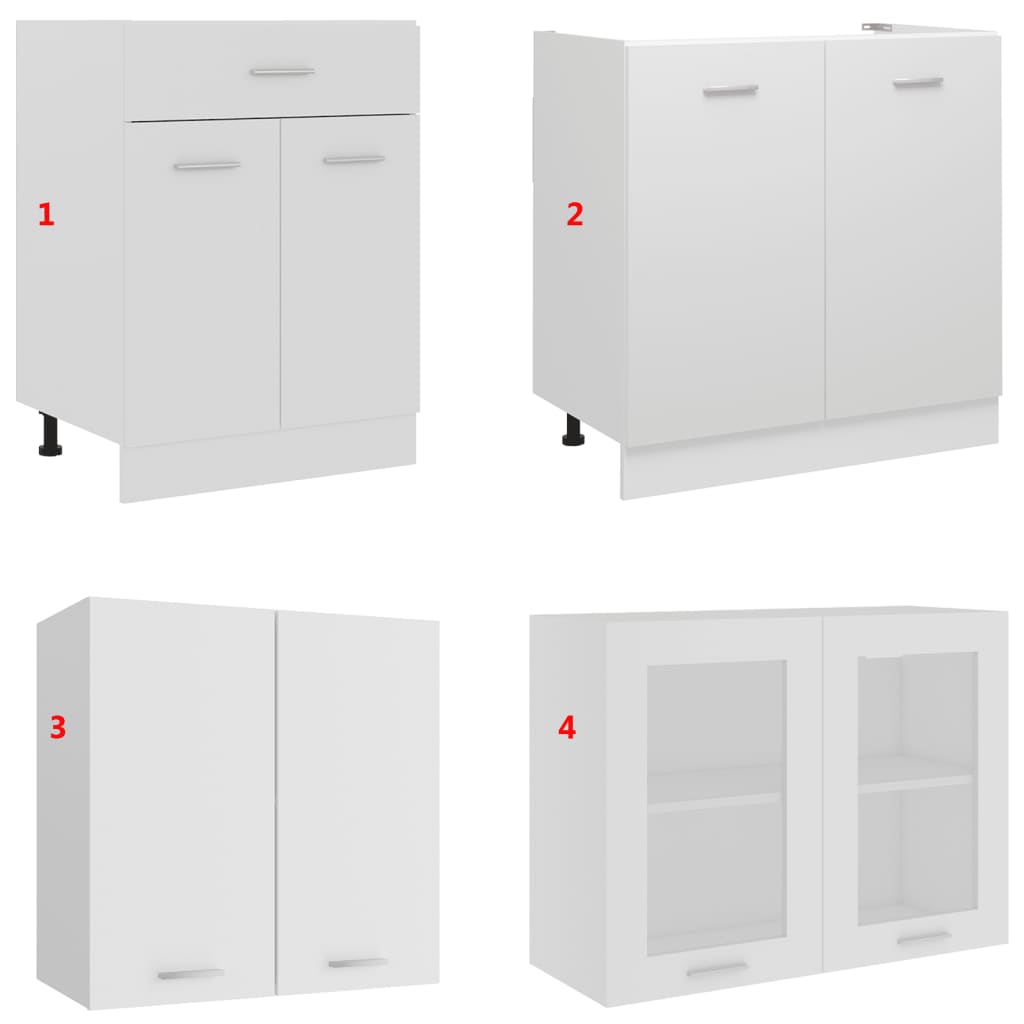 vidaXL 4-dielna súprava kuchynských skriniek biela drevotrieska