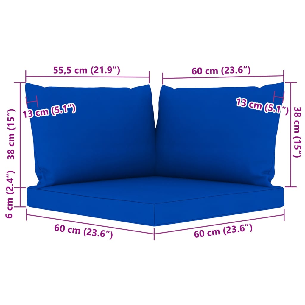 vidaXL 9-dielna záhradná sedacia súprava, modré podložky