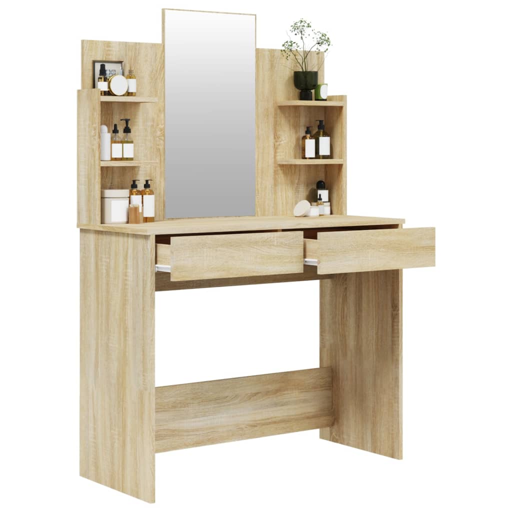 vidaXL Toaletný stolík so zrkadlom dub sonoma 96x40x142 cm