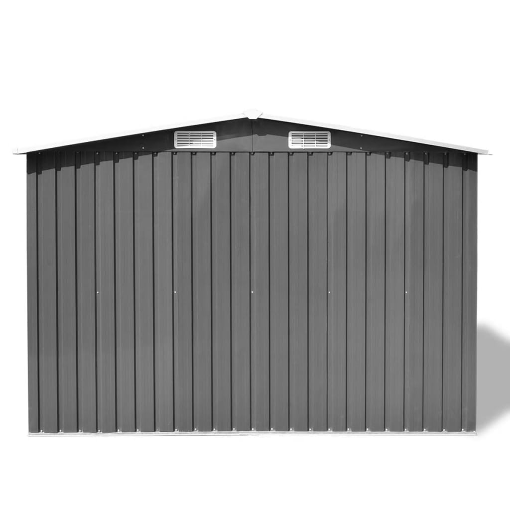vidaXL Záhradná kôlňa, sivá, kov 257x205x178 cm