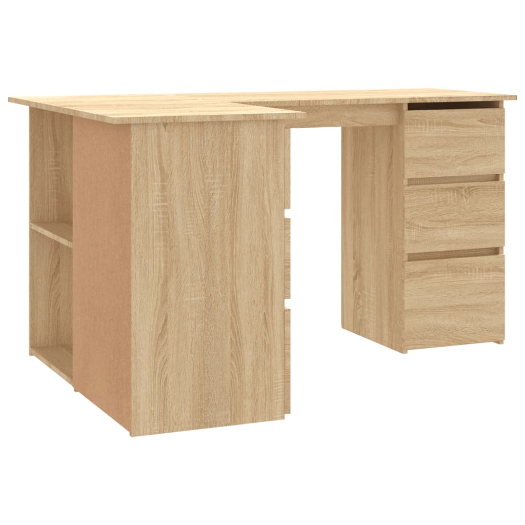 vidaXL Rohový stôl, dub sonoma 145x100x76 cm, drevotrieska