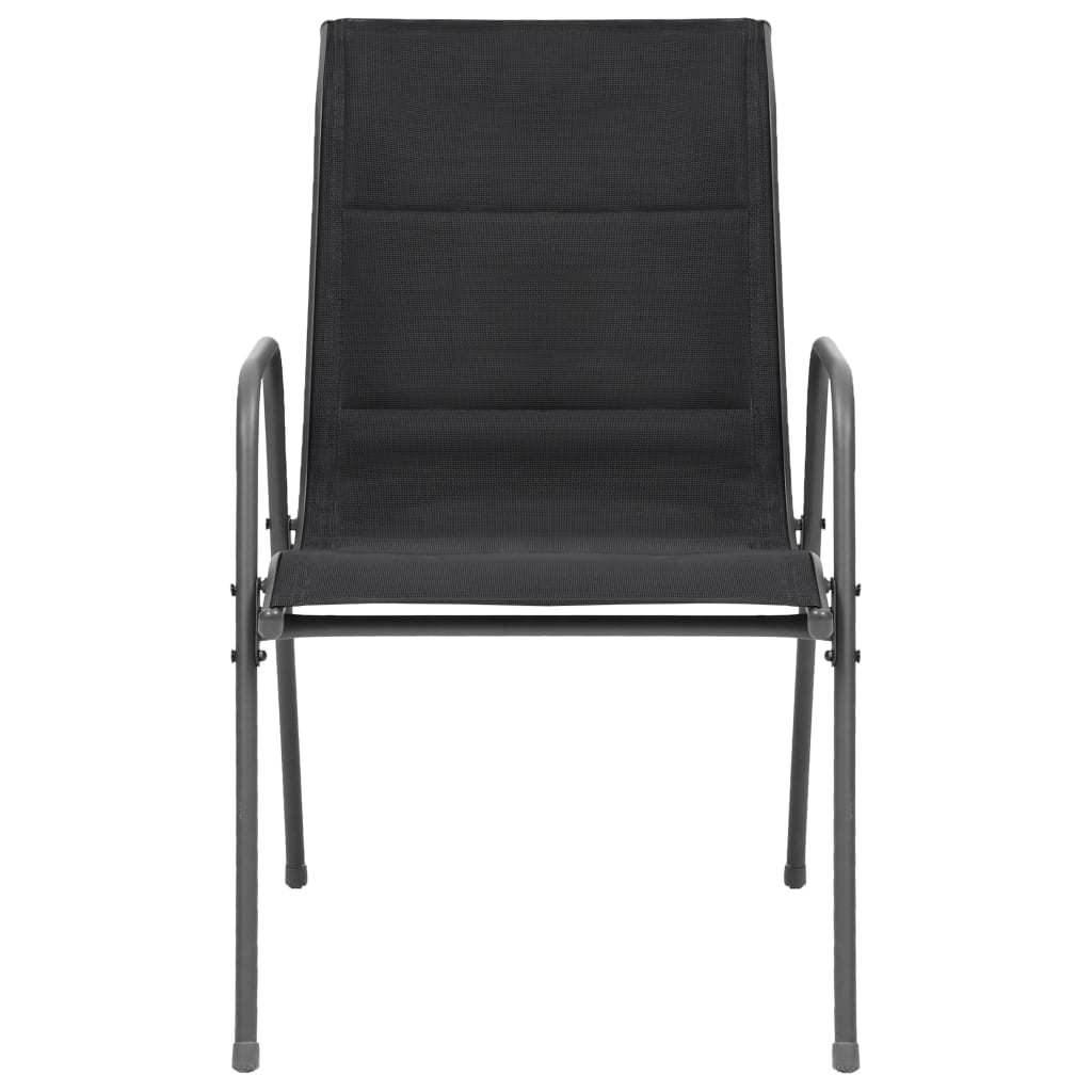 vidaXL Stohovateľné záhradné stoličky 6 ks, oceľ a textilén, čierne