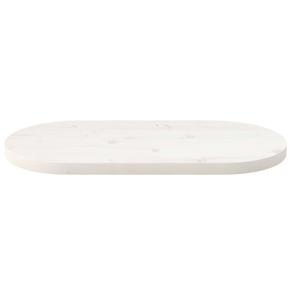 vidaXL Stolová doska, biela 60x30x2,5 cm, borovicový masív, oválna