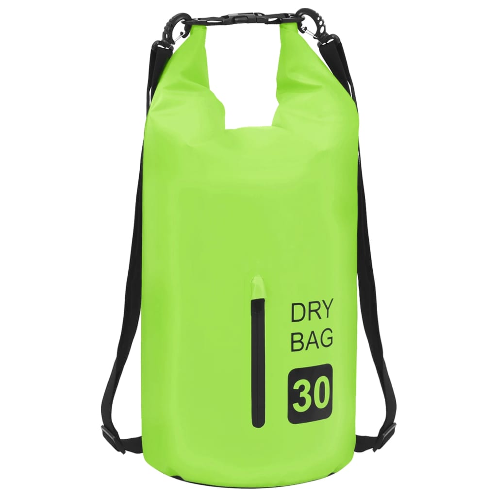 vidaXL Suchá taška so zipsom zelená 30 l PVC