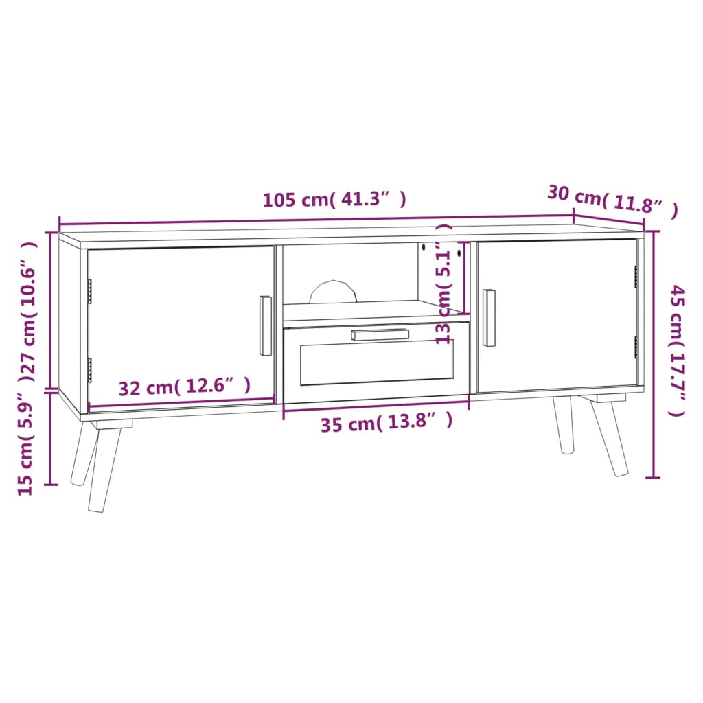 vidaXL TV skrinka s dvierkami 105x30x45 cm kompozitné drevo