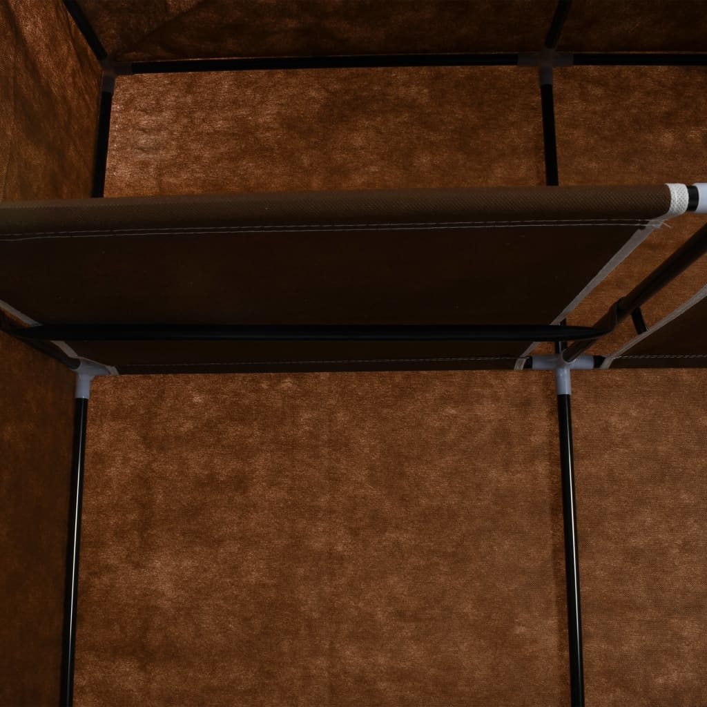 vidaXL Šatník s priehradkami a tyčami hnedý látkový 150x45x175 cm
