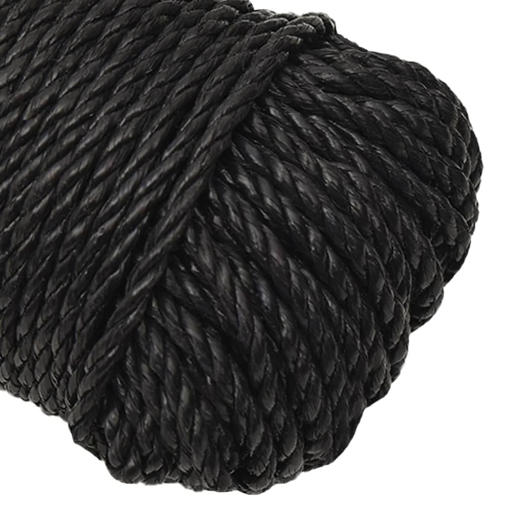 vidaXL Pracovné lano čierne 6 mm 25 m polypropylén
