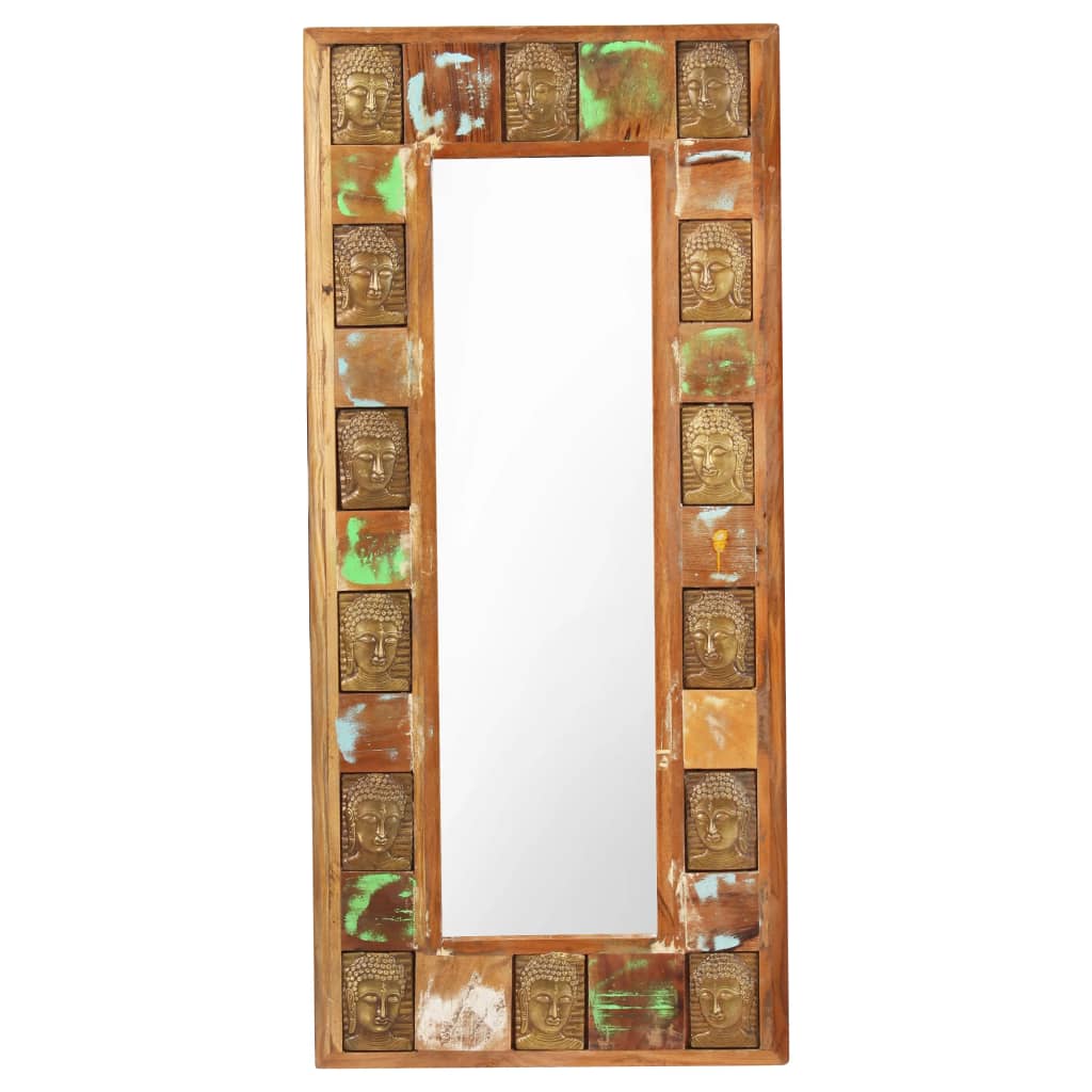 vidaXL Zrkadlo s obložením s Budhom 50x110 cm masívne recyklované drevo