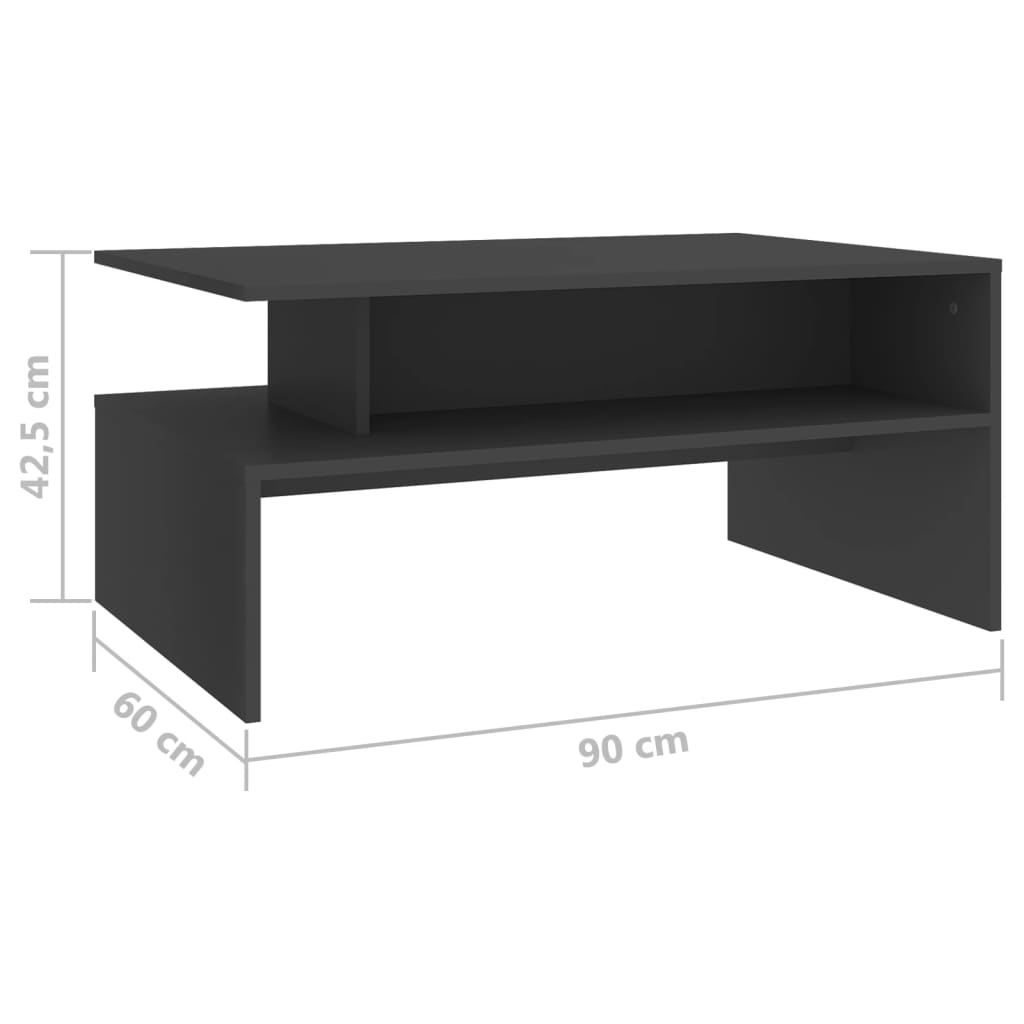 vidaXL Konferenčný stolík sivý 90x60x42,5 cm drevotrieska