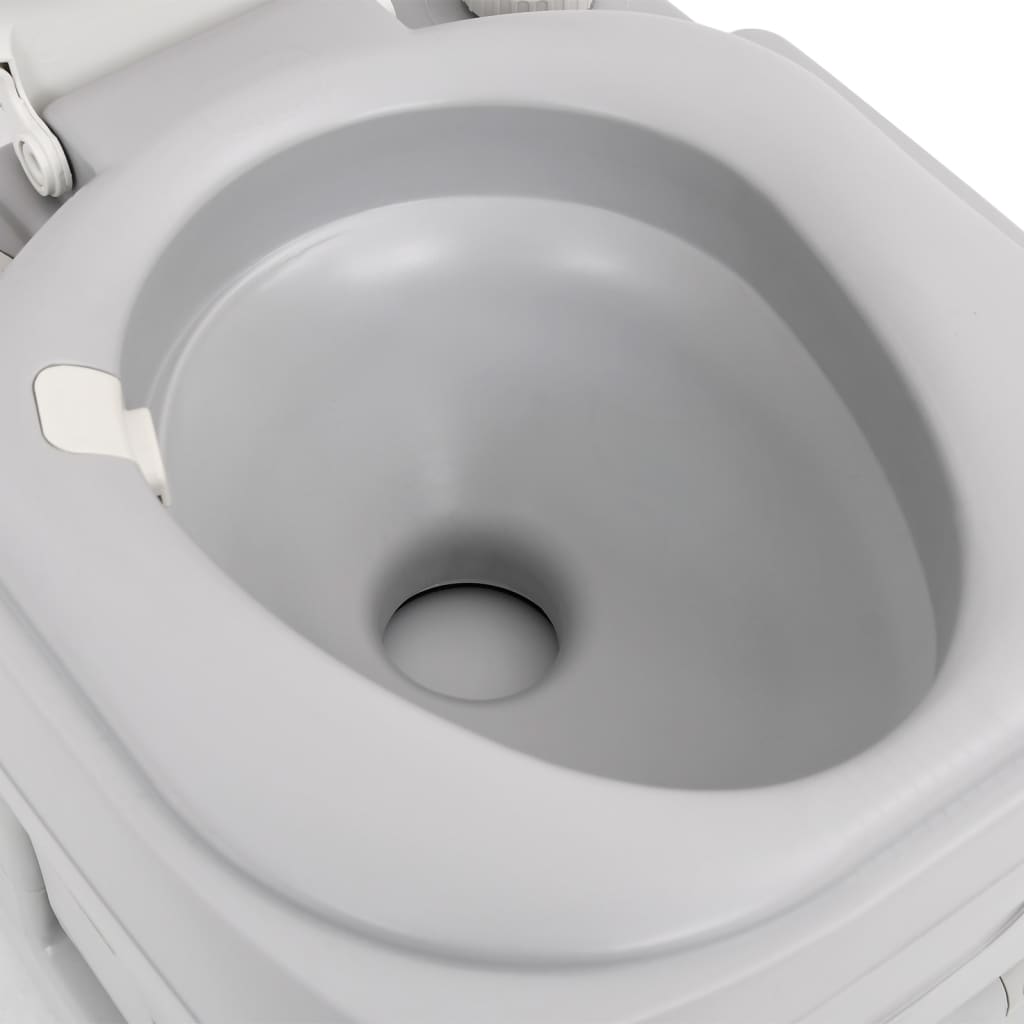vidaXL Prenosné kempingové WC šedo-biele 22+12 l HDPE