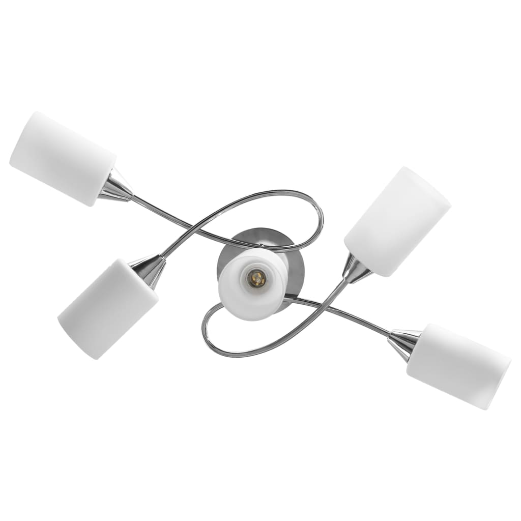 vidaXL Stropná lampa+keramické tienidlá na 5 žiaroviek E14,biely kužeľ