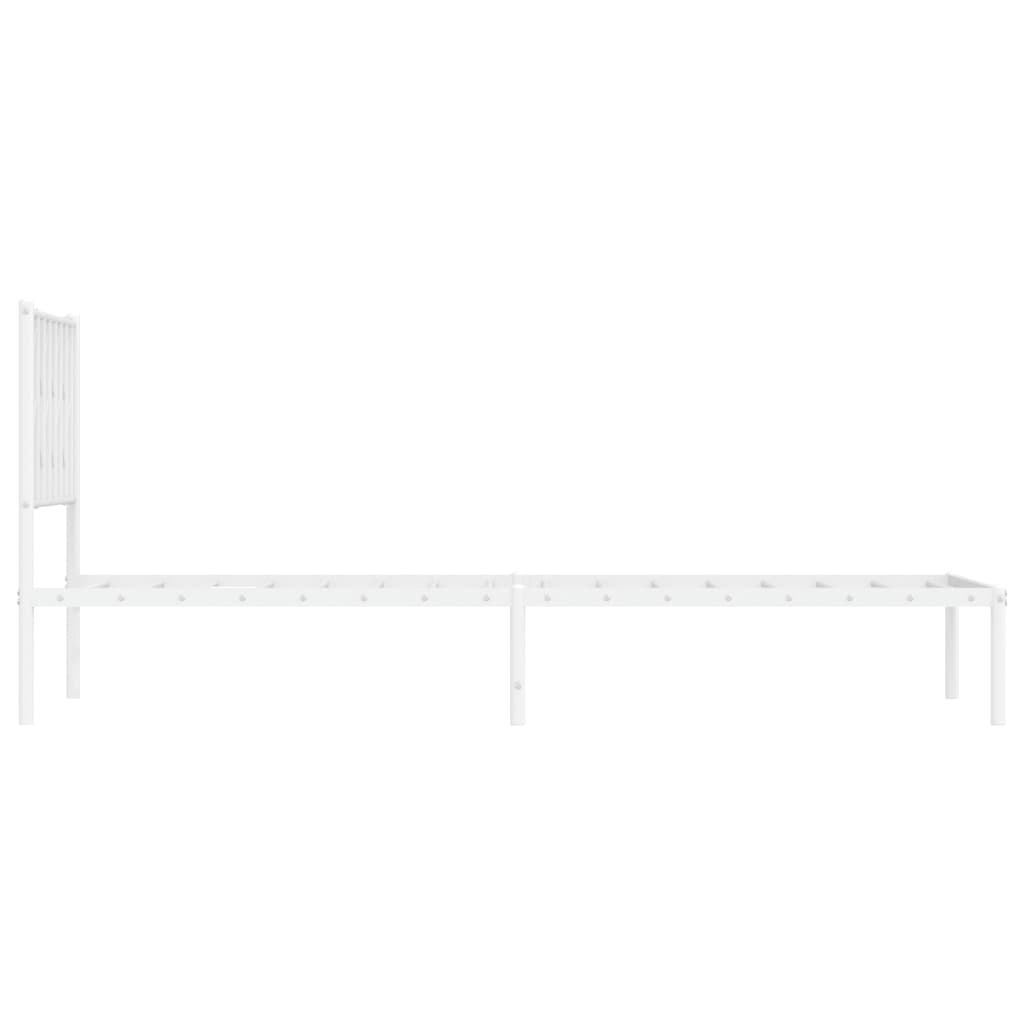 vidaXL Kovový rám postele s čelom biely 90x190 cm