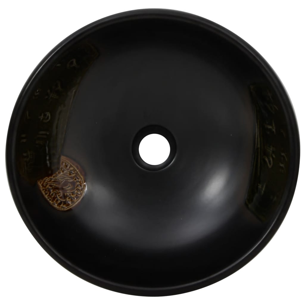 vidaXL Umývadlo na dosku čierne okrúhle Φ41x14 cm keramické