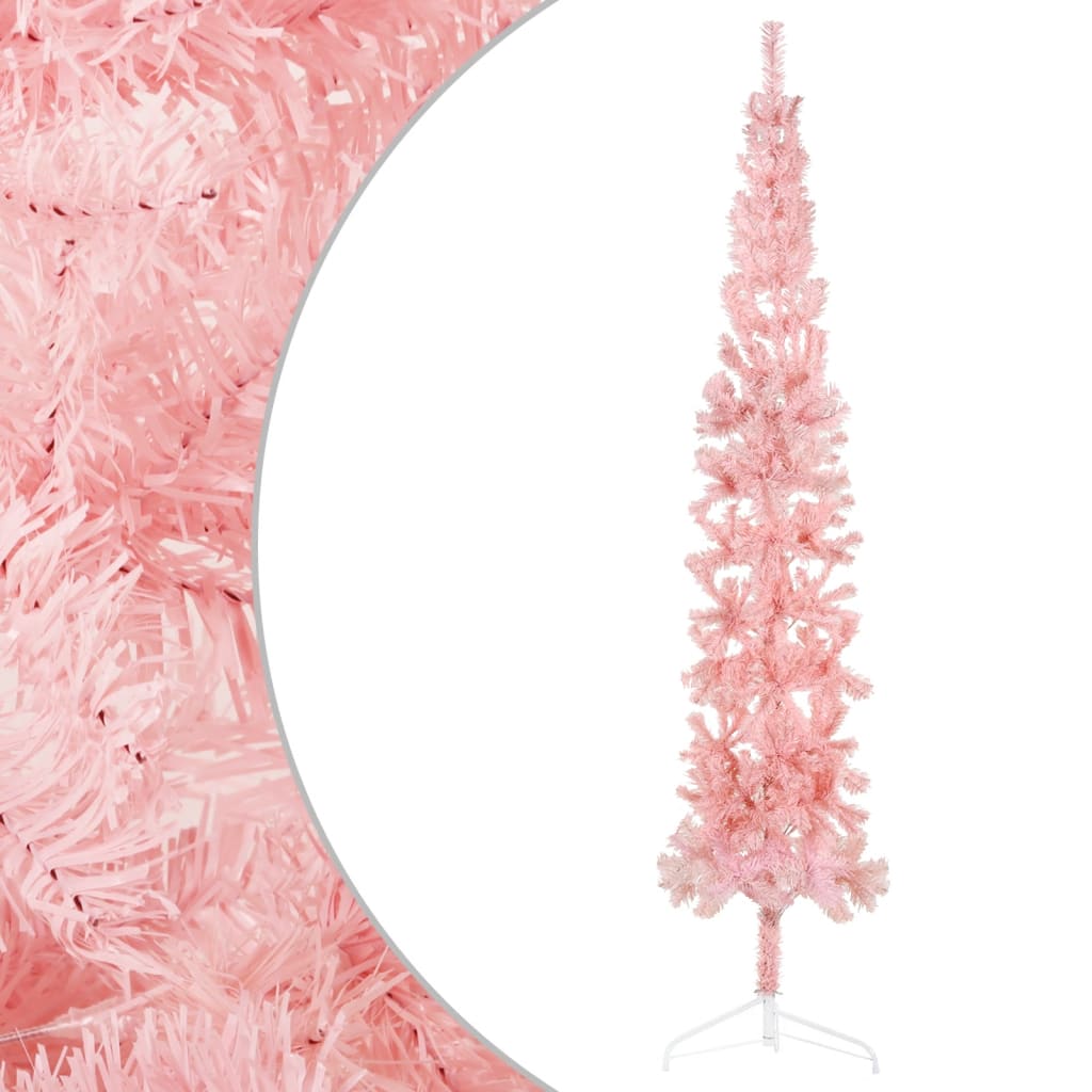 vidaXL Umelý vianočný polovičný stromček s podstavcom ružový 240 cm