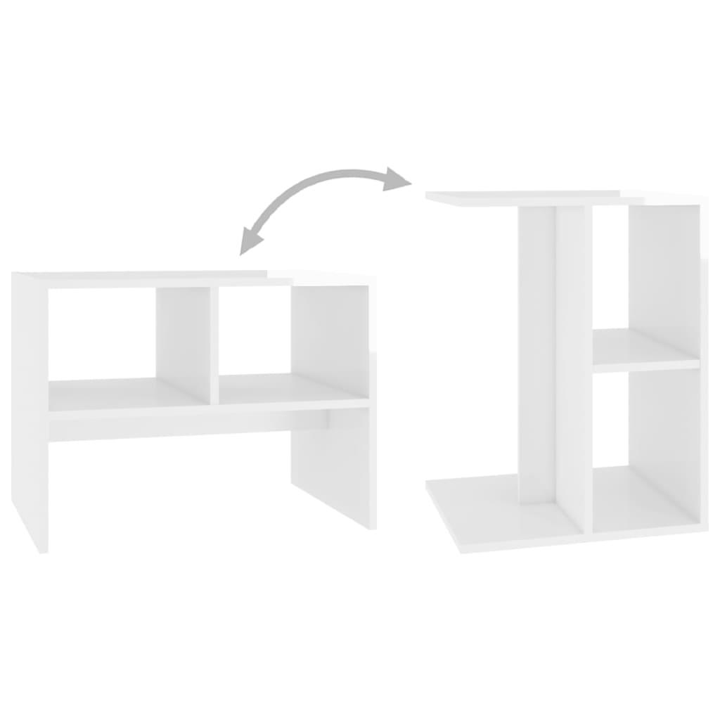 vidaXL Príručný stolík lesklý biely 60x40x45 cm drevotrieska