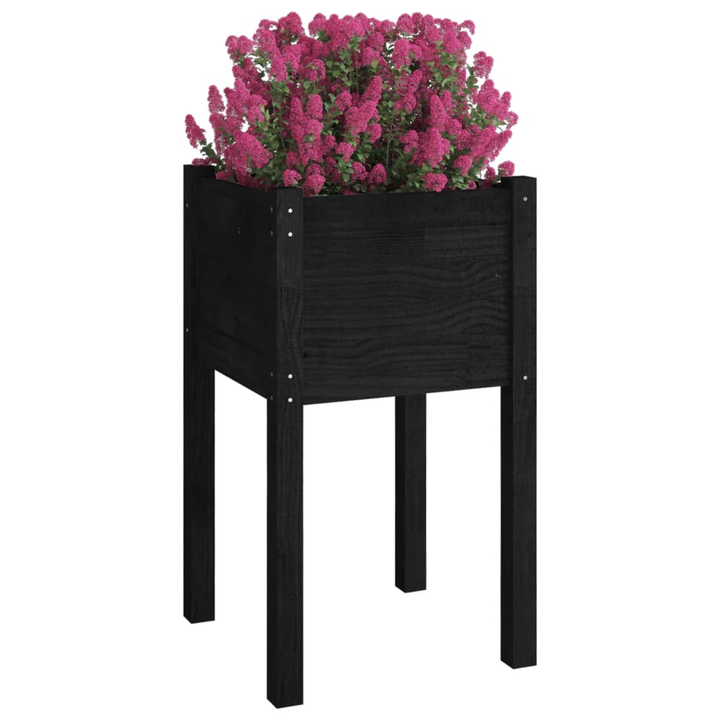 vidaXL Záhradný kvetináč čierny 40x40x70 cm borovicový masív