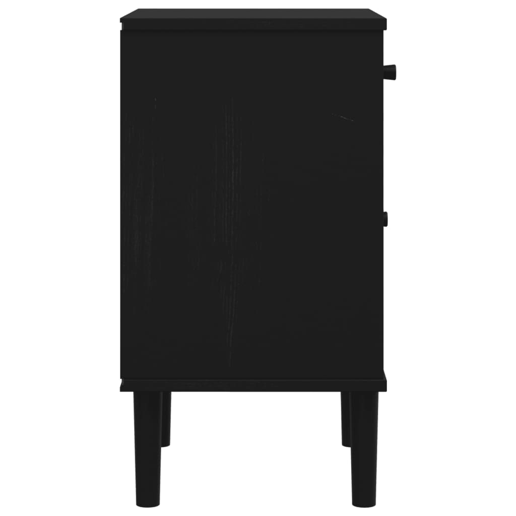 vidaXL Nočný stolík SENJA, ratanový vzhľad, čierny 40x35x65cm borovica