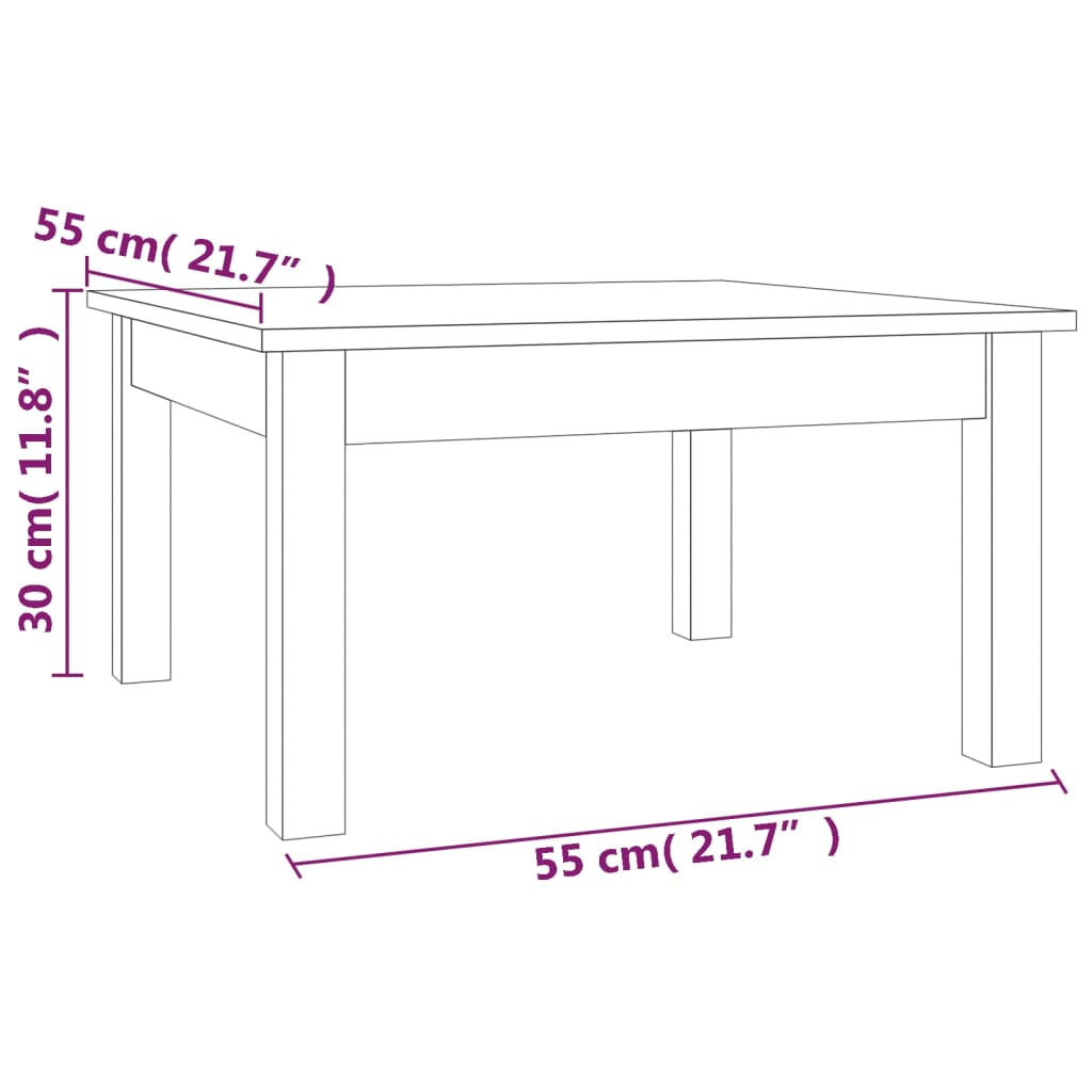vidaXL Konferenčný stolík 55x55x30 cm borovicový masív