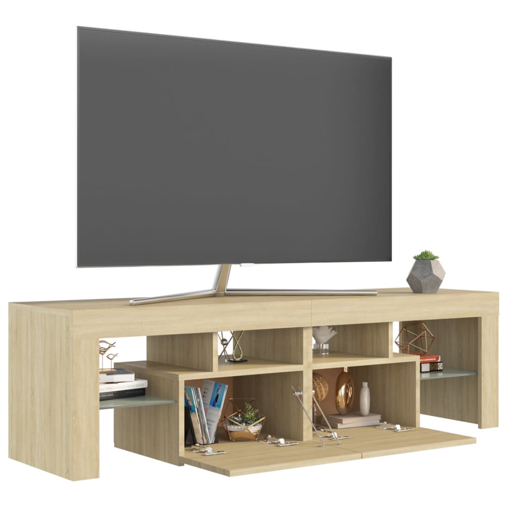 vidaXL TV skrinka s LED svetlami, dub sonoma 140x36,5x40 cm