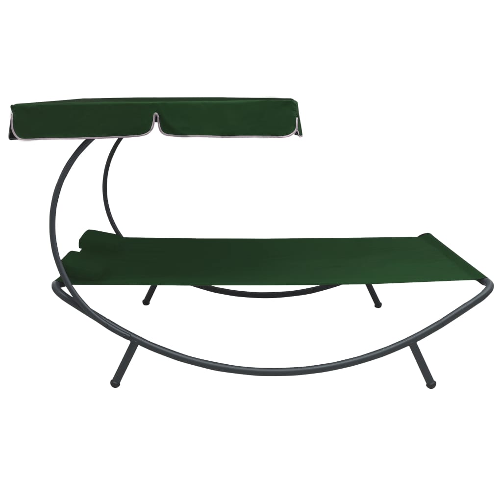 vidaXL Záhradná posteľ s baldachýnom a vankúšmi zelená