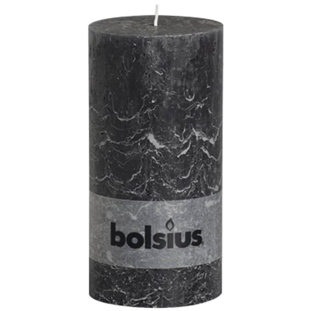 Bolsius Rustikálna valcová sviečka 200x100 mm, antracitová 4 ks