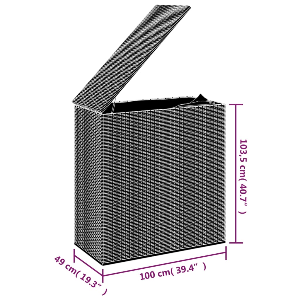 vidaXL Záhradný úložný box z polyratanu 100x49x103,5 cm sivý
