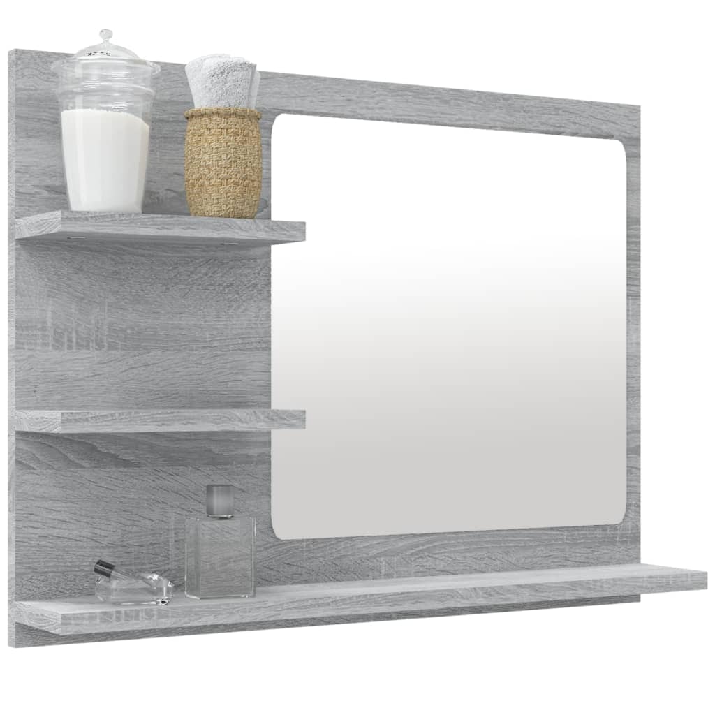 vidaXL Kúpeľňové zrkadlo sivý dub sonoma 60x10,5x45cm spracované drevo