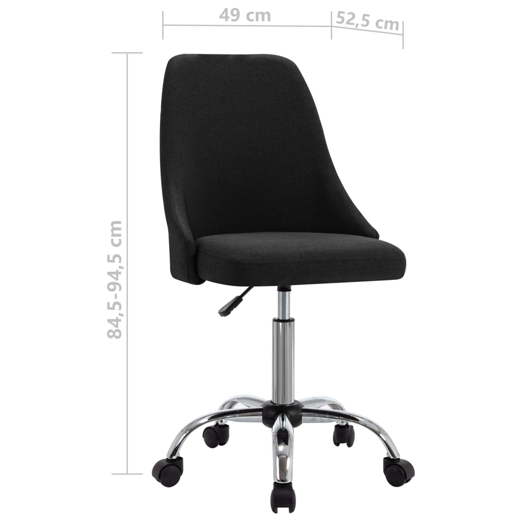 vidaXL Kancelárske stoličky na kolieskach 2 ks čierne látkové