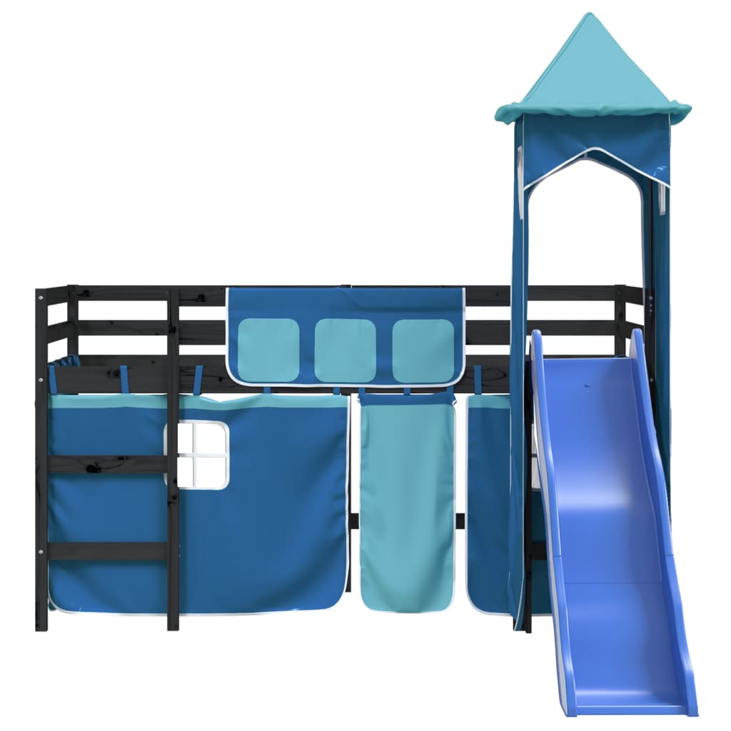 vidaXL Detská vyvýšená posteľ veža modrá 80x200 cm masívna borovica
