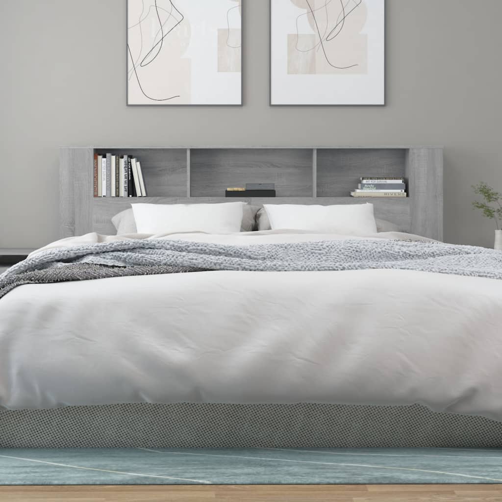 vidaXL Čelo postele so skrinkou sivý dub sonoma 200x18,5x104,5 cm