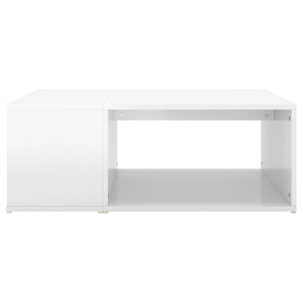 vidaXL Konferenčný stolík lesklý biely 90x67x33 cm drevotrieska