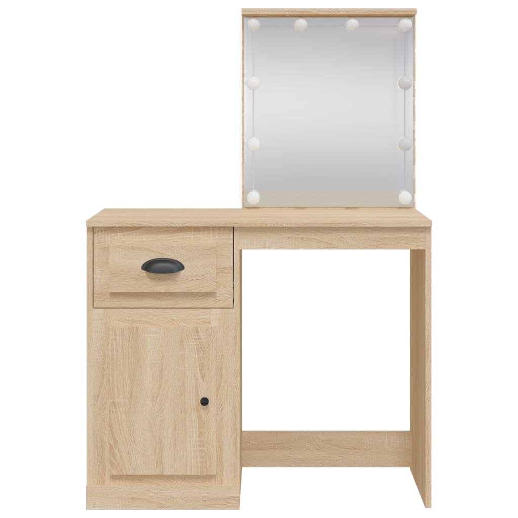 vidaXL Toaletný stolík s LED svetlami dub sonoma 90x42x132,5 cm