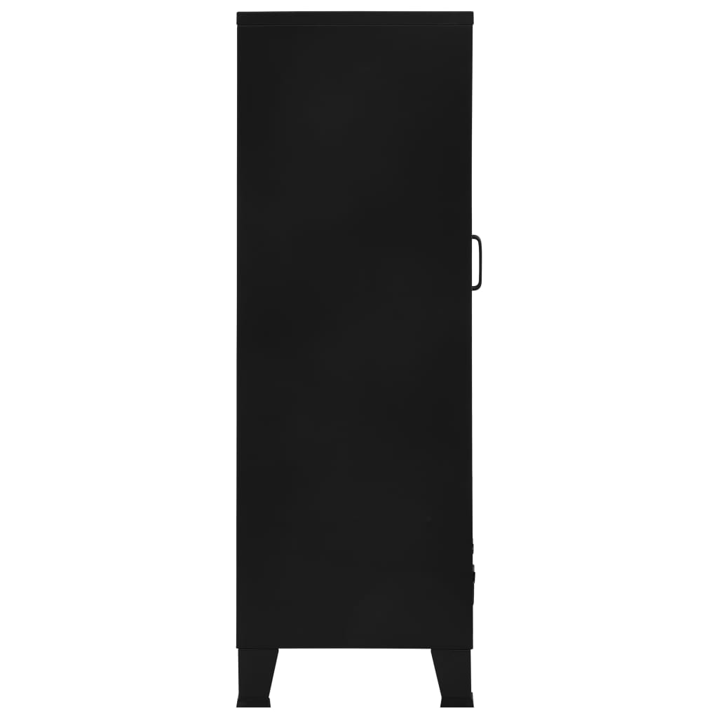 vidaXL Kancelárska skriňa s mrežovanými dvierkami priemyselná čierna 75x40x120 cm oceľová