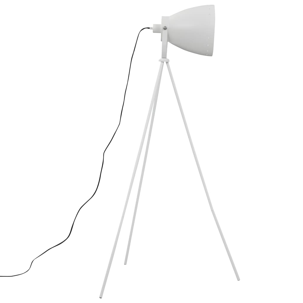 vidaXL Trojnohá stojanová lampa kovová biela E27