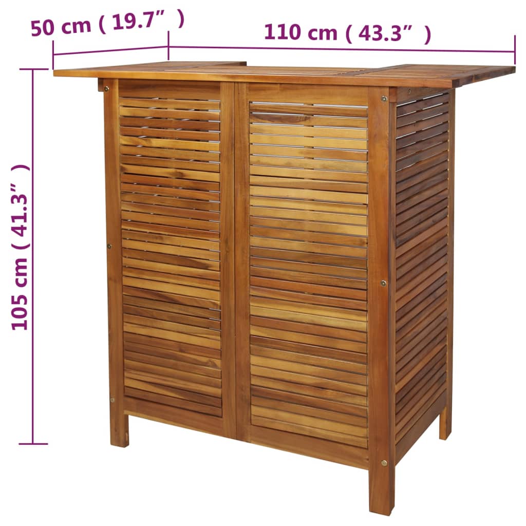 vidaXL Barový stôl 110x50x105 cm, akáciový masív