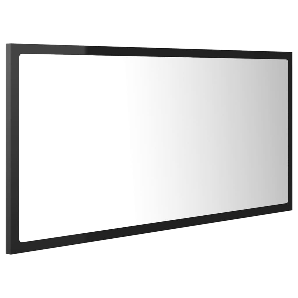 vidaXL LED kúpeľňové zrkadlo lesklé čierne 90x8,5x37 cm akryl