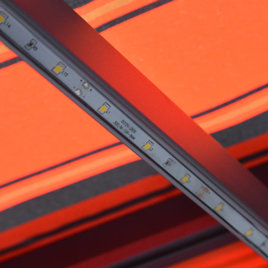vidaXL Ručne zaťahovacia markíza s LED 300x250 cm oranžovo-hnedá